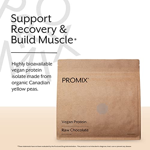 Promix Plant-Based Vegan Protein Powder, Raw Chocolate - 2.5lb Bulk - Pea Protein & Vitamin B-12 - Post Workout Fitness & Nutrition Shakes, Smoothies, Baking & Cooking Recipes - Gluten-Free
