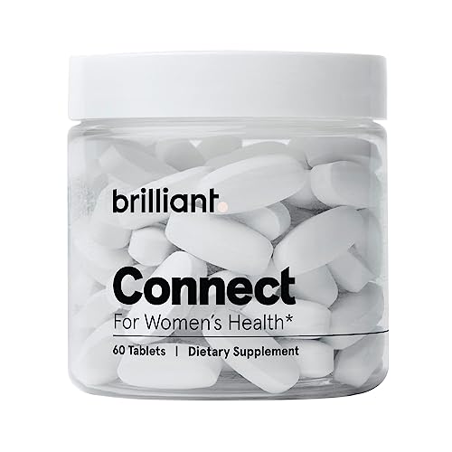 Brilliant Connect - PMS & PCOS Relief Dietary Supplement - Supports Hormonal Balance - Manage Mood Swings with Minimal Bloating and Cramping - Boosts Energy - Vegan & Gluten Free (60 Tablets)