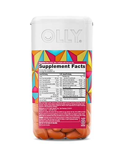 OLLY Ultra Strength Prenatal Multivitamin Softgels, Supports Healthy Growth, Brain Development, Iron, Folic Acid, DHA, Vitamins C, E, 30 Day Supply-60 Count (Packaging May Vary)