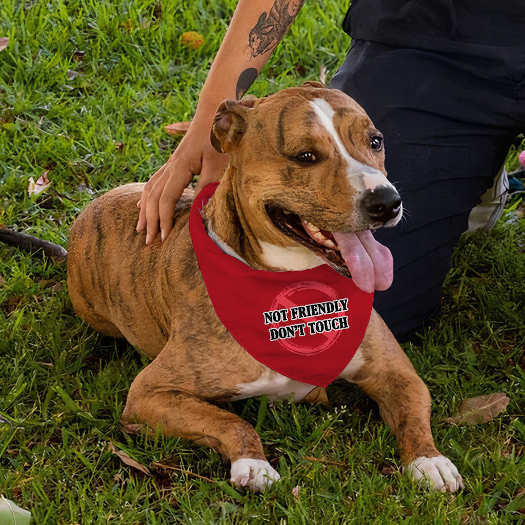 Not Friendly Don't Touch Pet Bandana - Quote Dog Bandana - Graphic Pet Scarf