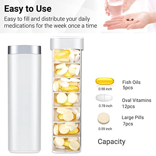 Pill Organizer 7 Day, Betife Daily Pill Box, Weekly Travel Pill Case, Cute Pill Holder to Hold Vitamins, Medicines, Pills, Supplements (Pearl White)