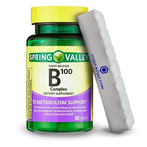 Spring Valley, B Complex 100, Tablets 60 Count Metabolism Support Dietary Supplement, Vitamin b Complex, Timed-Release + 7 Day Pill Organizer Included (Pack of 1)