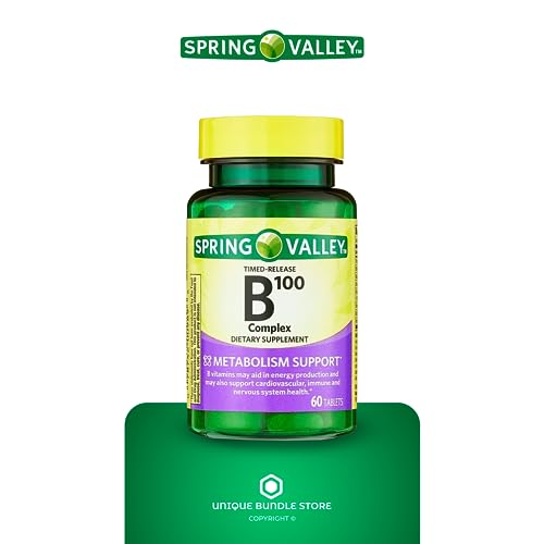 Spring Valley, B Complex 100, Tablets 60 Count Metabolism Support Dietary Supplement, Vitamin b Complex, Timed-Release + 7 Day Pill Organizer Included (Pack of 1)