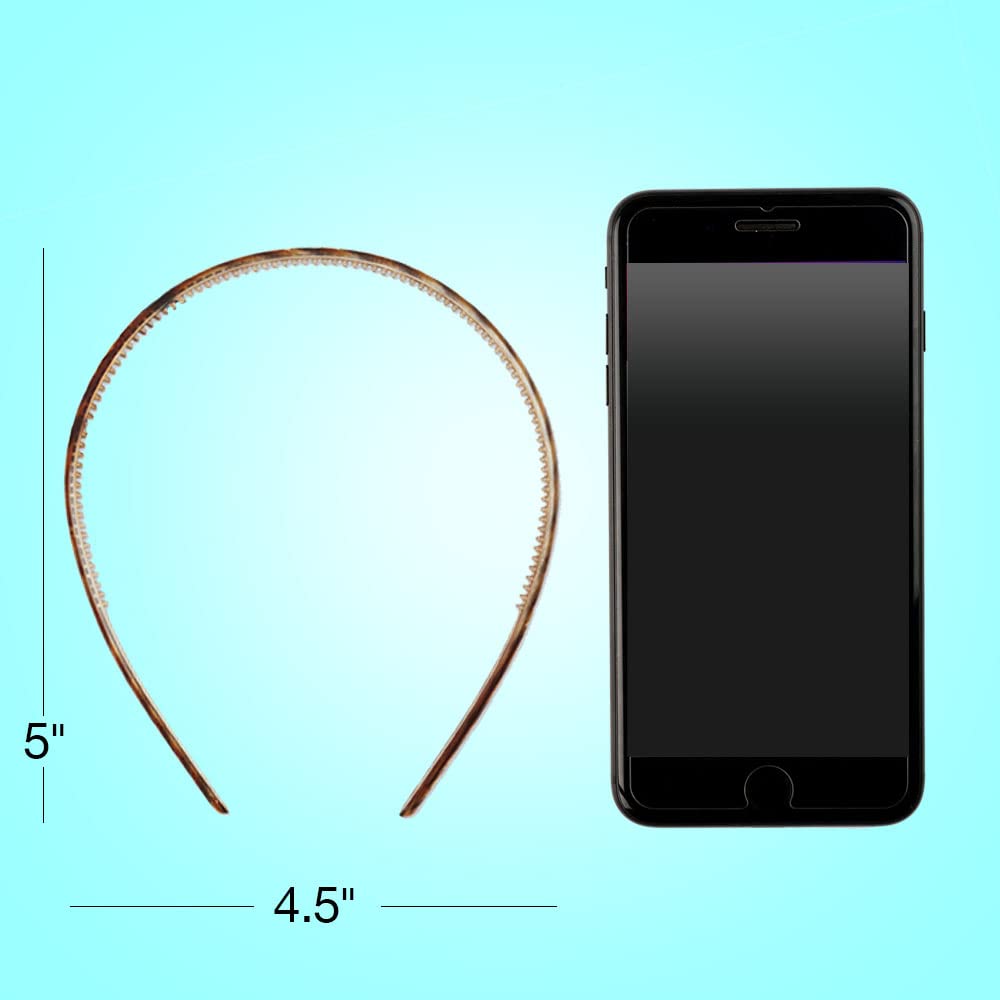 Scunci by Conair Effortless Beauty Skinny Plastic Headbands for Women and Men, Headbands in Durable Plastic, 4 Pack, Neutral Colors