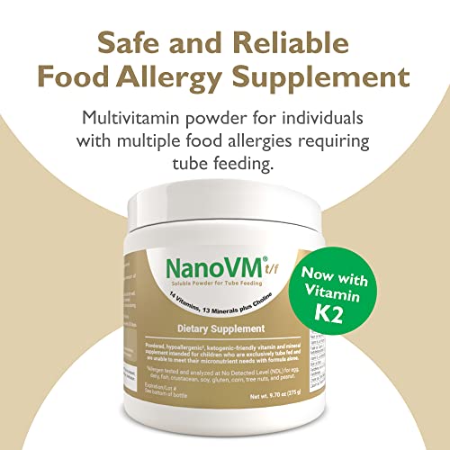 NanoVM t/f, Dietary Supplement for Tube Feedings, Allergen-Free Multivitamin for Kids, Flavorless Dietary Supplement with 14 Vitamins & 13 Minerals, Low-Carb Kids Vitamins, 275g - Solace Nutrition