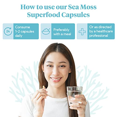 Atlantic Naturals Organic Sea Moss Capsules | Immune System, Thyroid Health, Beautiful Skin and Digestion Supplement | 120 Irish Sea Moss Capsules | Better Than Sea Moss Gel and Sea Moss Powder