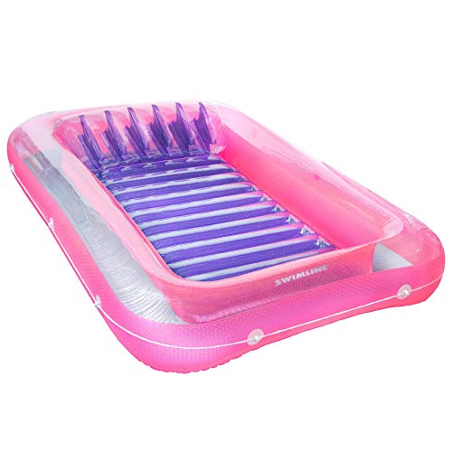 SWIMLINE ORIGINAL Suntan Tub Classic Edition Inflatable Floating Lounger Pink & Purple, Tanning Pool Hybrid Lounge, Oversized Pillow, Fill With Water, Reflective Design For Tanning and Outdoors