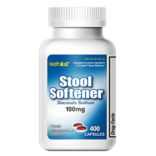 HealthA2Z® Stool Softener 400 Counts | Docusate Sodium 100mg | Red & White | Dependable, Gentle Constipation Relief