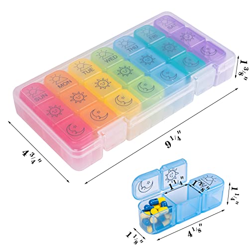 MERICARGO 7 Day Pill Organizer 3 Times a Day Pill Box, MERICARGO Weekly Medicine Organizer Pill Case Large Daily Pill Container for Fish Oils, Vitamin, Supplements