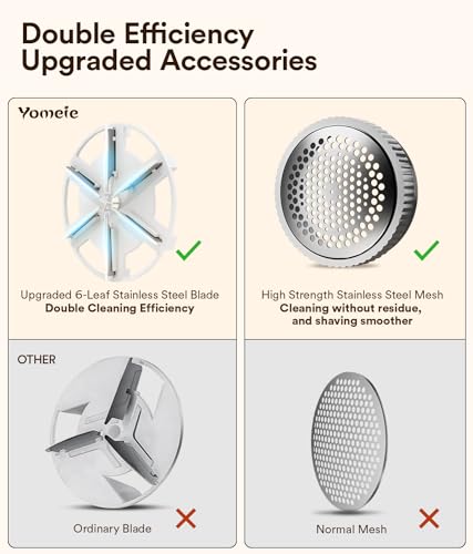 Rechargeable Fabric Shaver, Lint Shaver,Lint Remover for Clothes & Furniture, Sweater Shaver with 6-Leaf Blades and Safety Lock,Couch Pilling Remover Depiller for Removing Fuzz, Lint, Pills, Bobbles, Purple