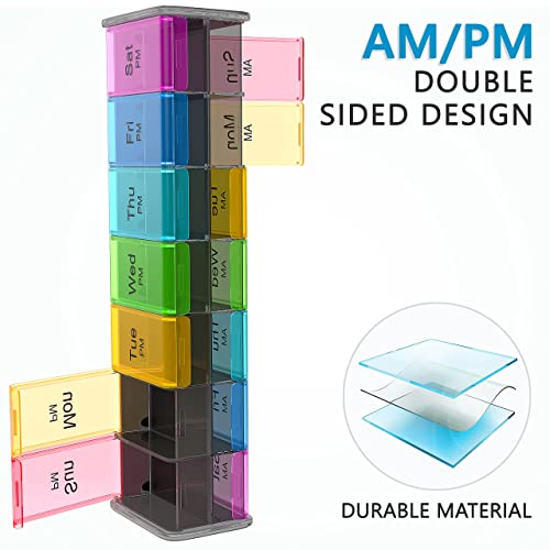 Extra Large Pill Organizer- XXL Pill Box 7 Day - Weekly Pill Organizer with AM PM Large Compartments Big Pill Case for Supplements Jumbo Pill Holder for Vitamins Huge Medicine Organizer 2 Times a Day