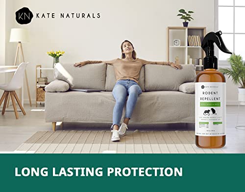 Rodent Repellent Spray with Peppermint Oil (16oz) by Kate Naturals. Formulated with Peppermint Oil to Repel Mice and Rats. Non-Toxic Peppermint Spray for Rodents, Raccoons, Ants Outdoor. Made in USA.