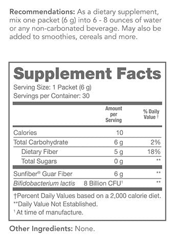 Tomorrow's Nutrition Sunfiber GI - Prebiotic Fiber & Probiotic Blend, 30 Servings