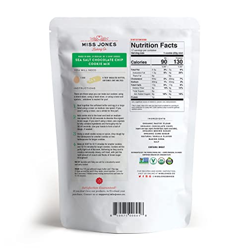 Miss Jones Baking Organic Cookie Mix, Non-GMO, Vegan-Friendly, Packed with Morsels: Sea Salt Chocolate Chip (Pack of 3)