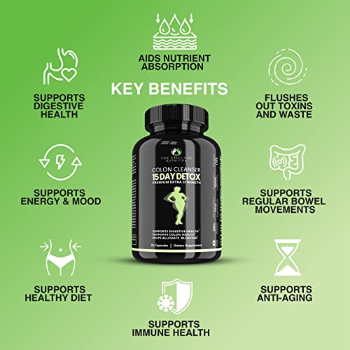 Colon Cleanser Detox. Premium 15 Day Fast-Acting Detox Cleanse Diet Pills, Probiotic, Fiber, Natural Laxatives for Constipation Relief, Bloating. Colon Cleanse Boosts Energy, Focus, Gut Health (1)