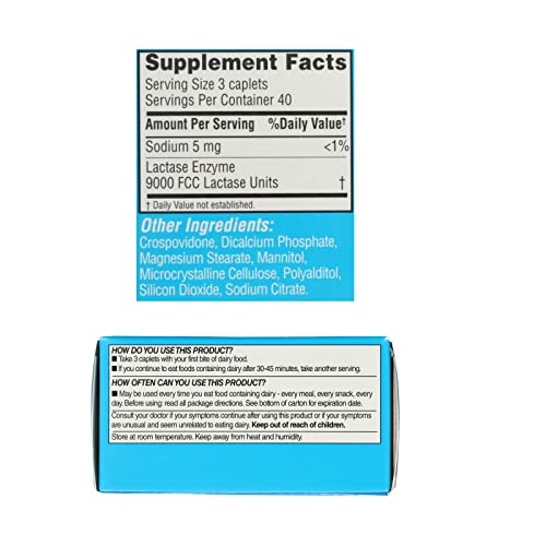 Rite Aid Fast Acting Dairy Relief Lactase Enzyme – 120 Caplets | Lactase Enzyme Supplement | Lactose Intolerance Pills | Dairy Relief Pills | Digestive Enzyme Supplements | Digestive Enzymes