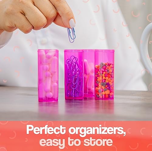 Top Class Ventures Pink Empty Pill Bottles with Caps – 30 Pack - Plastic Prescription Medicine Bottles – 8 Dram - Small Travel Size, Medication Organizer, Nurse Graduation Party Favors
