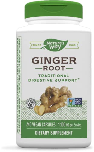 Nature's Way Ginger Root, Traditional Digestive Support*, 1,100 mg, 240 Vegan Capsules