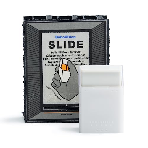 BohoVision Mini Daily Pill Organizer with 3 Large Compartments - Perfect for Travel, Purse, and Pocket - Blind-Friendly Design for Left-Handed Users.