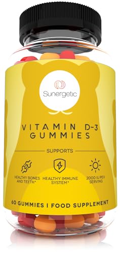 Premium Vitamin D3 Gummies – Powerful Vitamin D Gummies to Support Healthy Bones, Mood & Immune System – 2000 IU of Vitamin D3 per Serving – 60 D3 Gummies