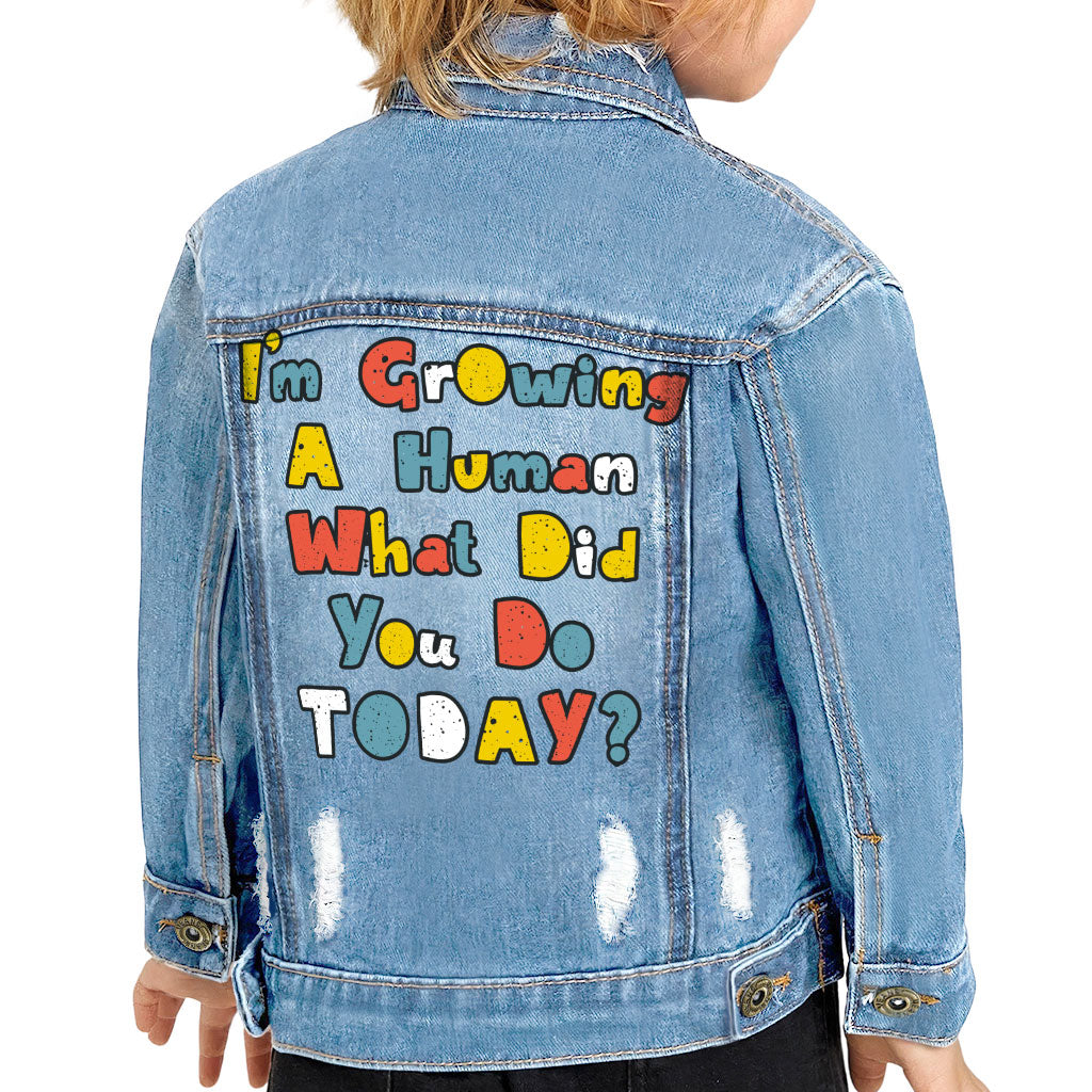 I'm Growing a Human Toddler Denim Jacket - Colorful Jean Jacket - Themed Denim Jacket for Kids