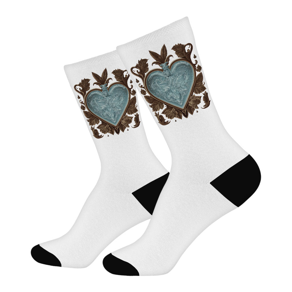 Ice Graphic Socks - Unique Novelty Socks - Winter Art Crew Socks