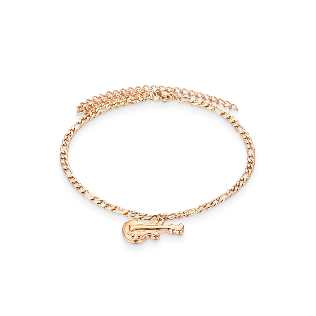 Rose Gold Bracelet With A Guitar Pendant