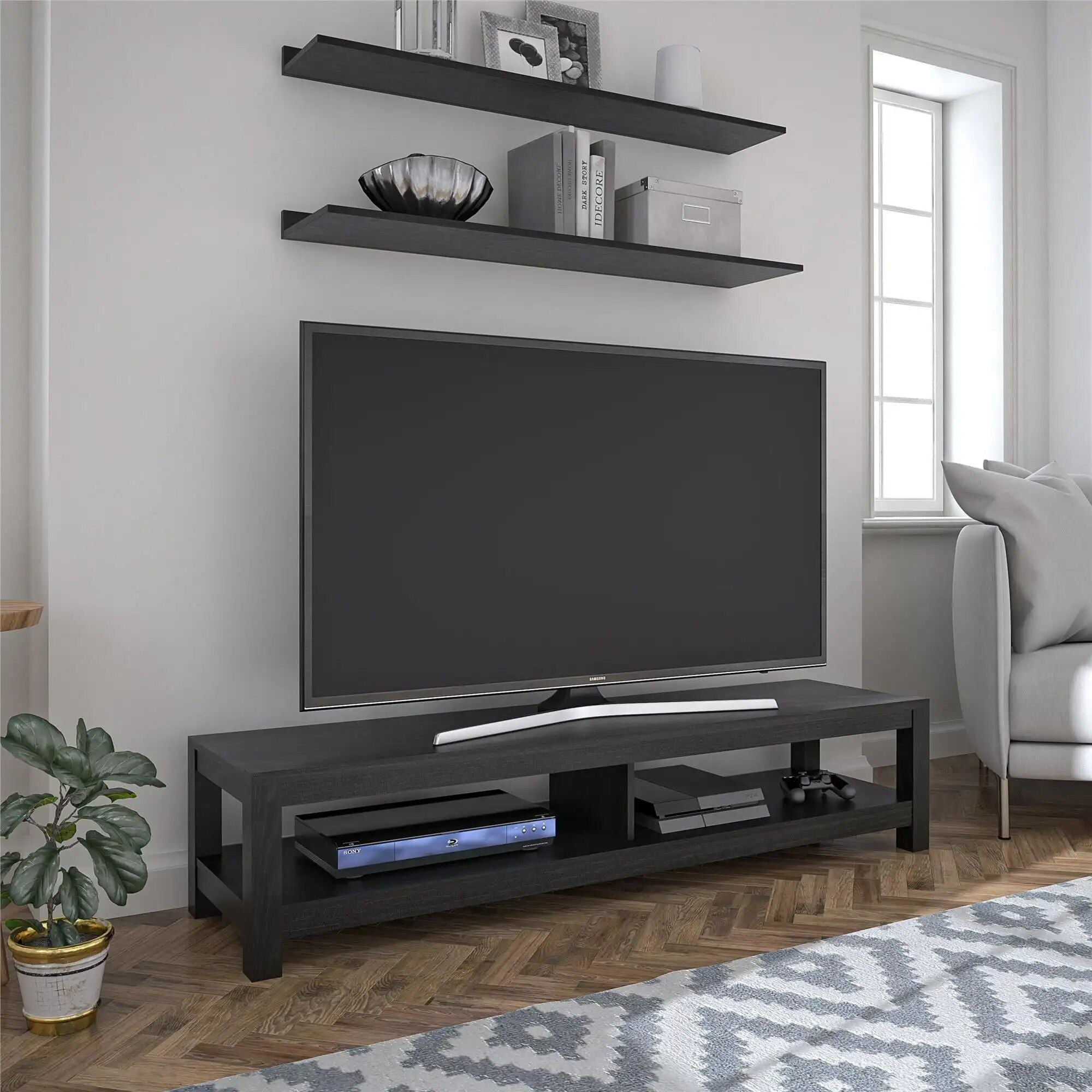 Modern Black Oak TV Stand