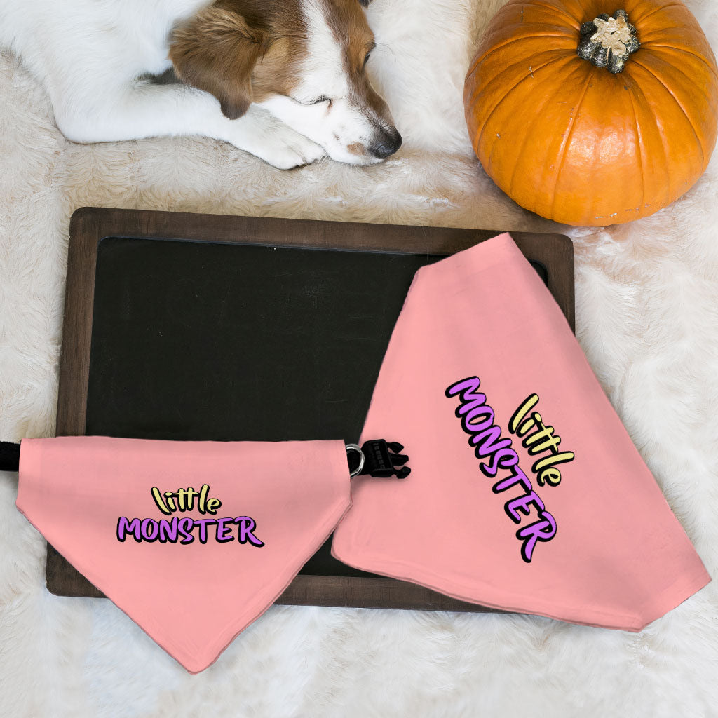 Little Monster Pet Bandana Collar - Unique Scarf Collar - Word Print Dog Bandana