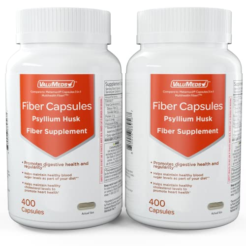 ValuMeds Psyllium Husk Fiber Capsules Supplement (800 Count) Soluble Dietary Colon Support for Women and Men, Restore Digestive Regularity and Balance