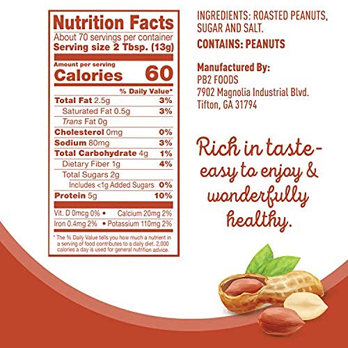 PB2 Crunchy Powdered Peanut Butter - Peanut Butter Powder with Small Crunchy Peanut Pieces
