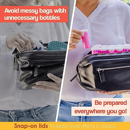 Top Class Ventures Pink Empty Pill Bottles with Caps – 30 Pack - Plastic Prescription Medicine Bottles – 8 Dram - Small Travel Size, Medication Organizer, Nurse Graduation Party Favors