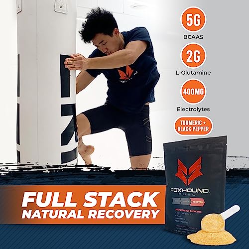 Foxhound Fuel Natural Post Workout Drink | Recover | Strawberry Lemonade | 5G BCAA, 2G L-Glutamine, Turmeric + Black Pepper, Electrolytes | Keto Friendly | 22 Servings