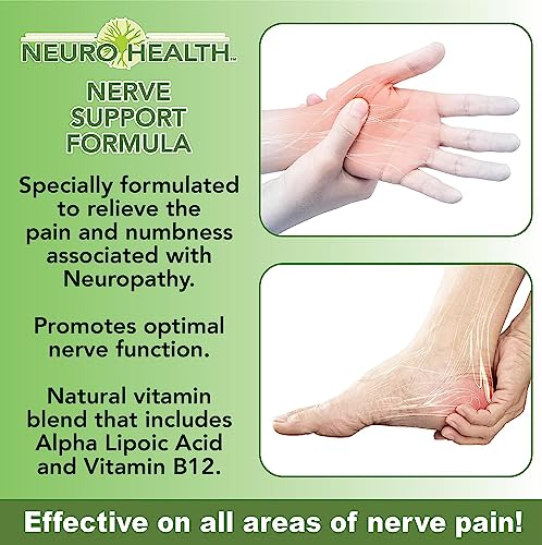Neuro Health - Nerve Support Formula - Natural Vitamins Including B12 Combined with 600mg of ALA Alpha Lipoic Acid - Neuropathy Support Supplement - One 60 Count Bottle (1 Pack)
