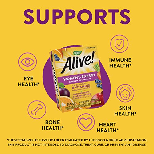 Nature's Way Alive! Multivitamin Energy Tablets for Women, B-Vitamin Complex, Supports Cellular Energy*, 50 Tablets