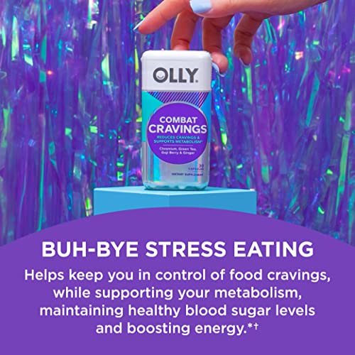 OLLY Combat Cravings, Metabolism & Energy Support Supplement, Chromium, Green Tea, Goji Berry, Ginger, Boost Energy - 30 Count