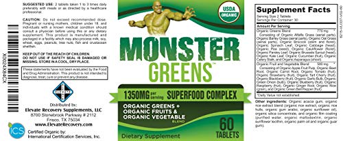 Organic Greens (All-in-1) Superfood Greens Supplements with 28 Superfoods - Multi Greens Supplement Pills - Certified Organic - Easy to Swallow - 60 Tablets