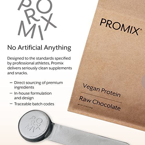 Promix Plant-Based Vegan Protein Powder, Raw Chocolate - 2.5lb Bulk - Pea Protein & Vitamin B-12 - Post Workout Fitness & Nutrition Shakes, Smoothies, Baking & Cooking Recipes - Gluten-Free