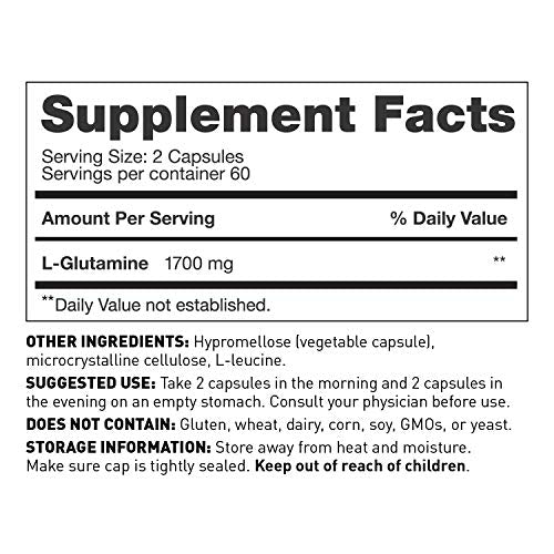 Amy Myers MD L-Glutamine Capsules from L glutamine 1700 mg Supports Sugar Craving, and Muscle Repair - Support Thyroid and Immune System Function - 120 Capsules Dietary Supplement