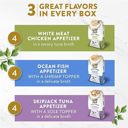 Fancy Feast Lickable Appetizers Grain Free Wet Cat Food Variety Pack - (12) 1.1 oz. Trays