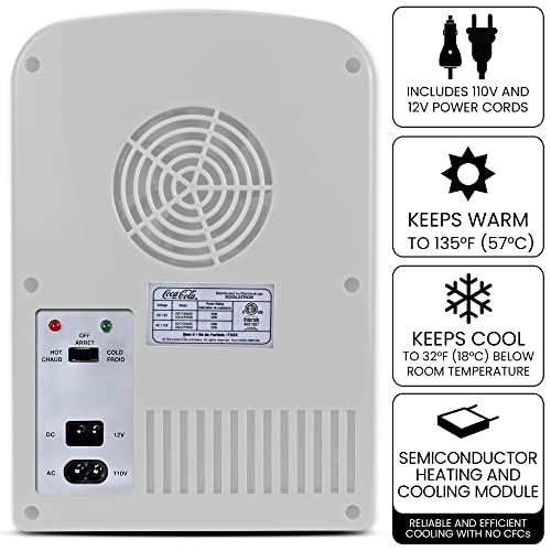 Coca-Cola Diet Coke DC04 4 Liter/4.2 Quarts 6 Can Portable Mini Cooler/Fridge, Beverages, Baby Food, Skincare and Medications-Use at Home, Office, Dorm, Car, RV or Boat-with AC & DC Plugs, Gray