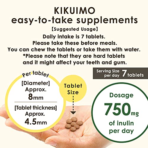 NAFFY KIKUIMO Jerusalem Artichoke Supplement -Inulin, Dietary Fiber, Organic, Made in Japan, 210 Tablets