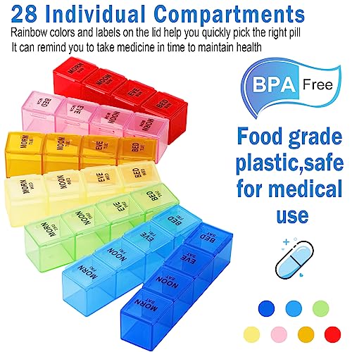 Dandat 2 Pack XL Large Weekly Pill Organizer 4 Times a Day Monthly Pill Organizer Large Weekly Medicine Organizer 28 Day Pill Box Organizer Weekly 7 Day Pill Dispenser 4 Times a Day