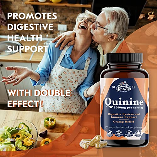 Leg Cramps Relief Organic Pills - 1000 mg - Quinine Tablets for Cramp Defense - Cinchona Bark Herb Supplement - Quinine Capsules for Muscle Cramp and Digestive Health - Made in USA - 1000 mg, 110 pcs