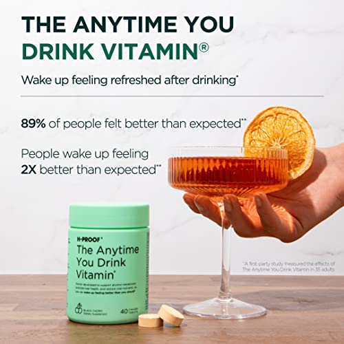 H-PROOF The Anytime You Drink Vitamin for Alcohol Metabolism, Liver Health & Immunity Support with Electrolytes, Antioxidants, Milk Thistle, Vitamins, 40 Chewable Tablets (20 Servings), Tangerine