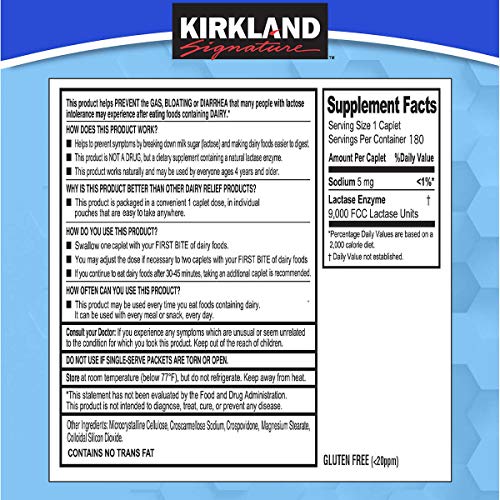 Kirkland Signature Fast Acting Lactase Enzyme 180 Count