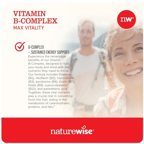 NatureWise Vitamin B-Complex for Max Vitality & Sustained Energy Support | Supports Sustained Energy Levels + Aids Mental Clarity & Focus + Promotes A Healthy Nervous System 60 Softgels