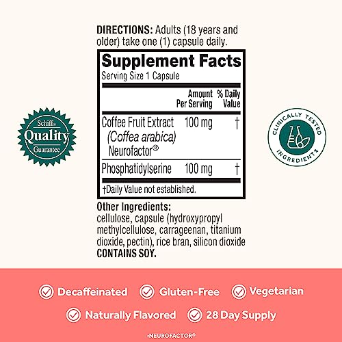 NEURIVA Original Decaffeinated Clinically Tested Nootropic Brain Supplement for Memory, Focus & Concentration, NeuroFactor & Phosphatidylserine, 28ct Capsules