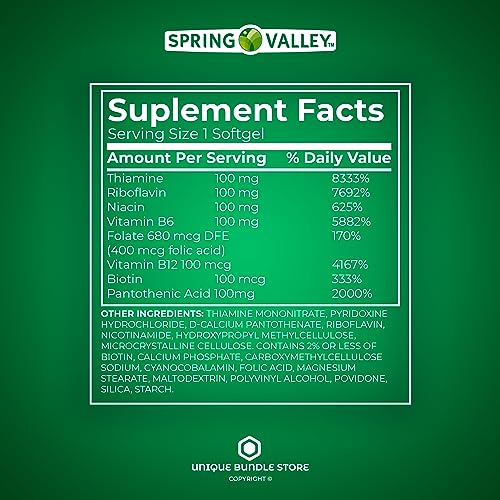 Spring Valley, B Complex 100, Tablets 60 Count Metabolism Support Dietary Supplement, Vitamin b Complex, Timed-Release + 7 Day Pill Organizer Included (Pack of 1)