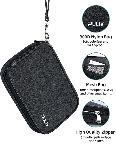 Weekly Pill Organizer 4 Times a Day with a Business Stylish Bag, PULIV Portable Pill Box 7 Day with 28 Compartments for Men, Removable Pill Sorters to Store Vitamin, Medication, Fish Oil, Supplements